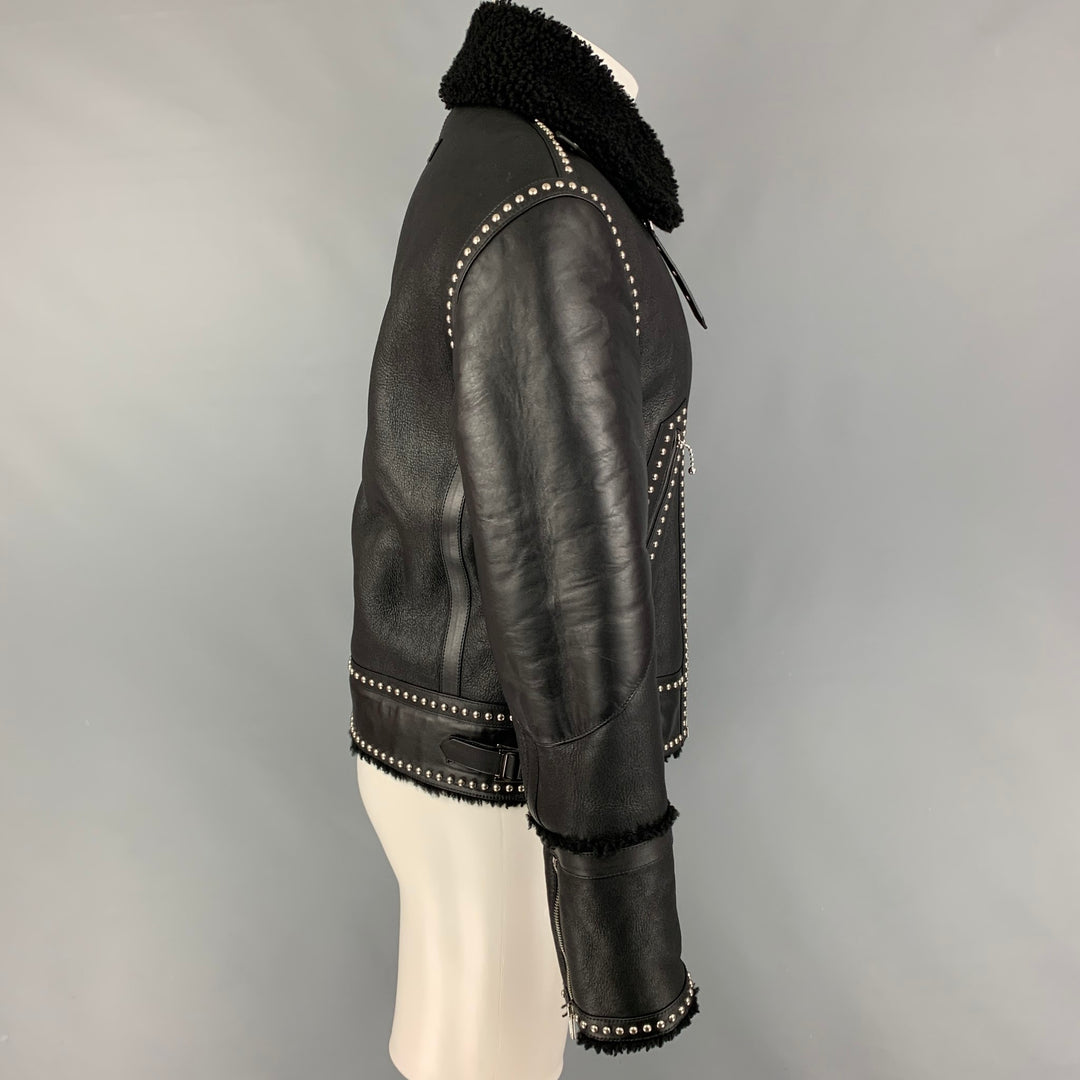 GIVENCHY by Ricardo Tisci FW 2017 Size 38 Black Silver Studded Leather Blouson Jacket