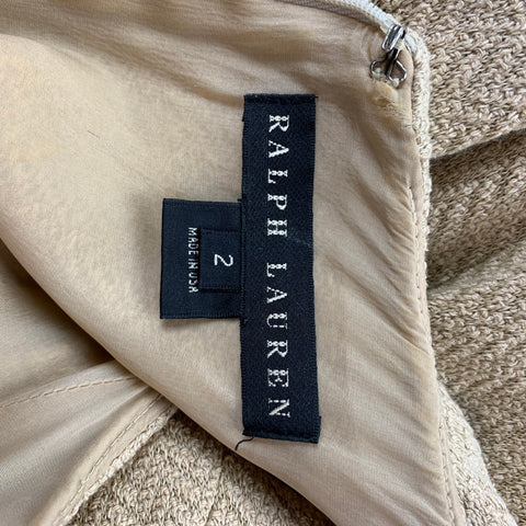RALPH LAUREN Black Label Size 2 Beige Textured Mermaid Dress