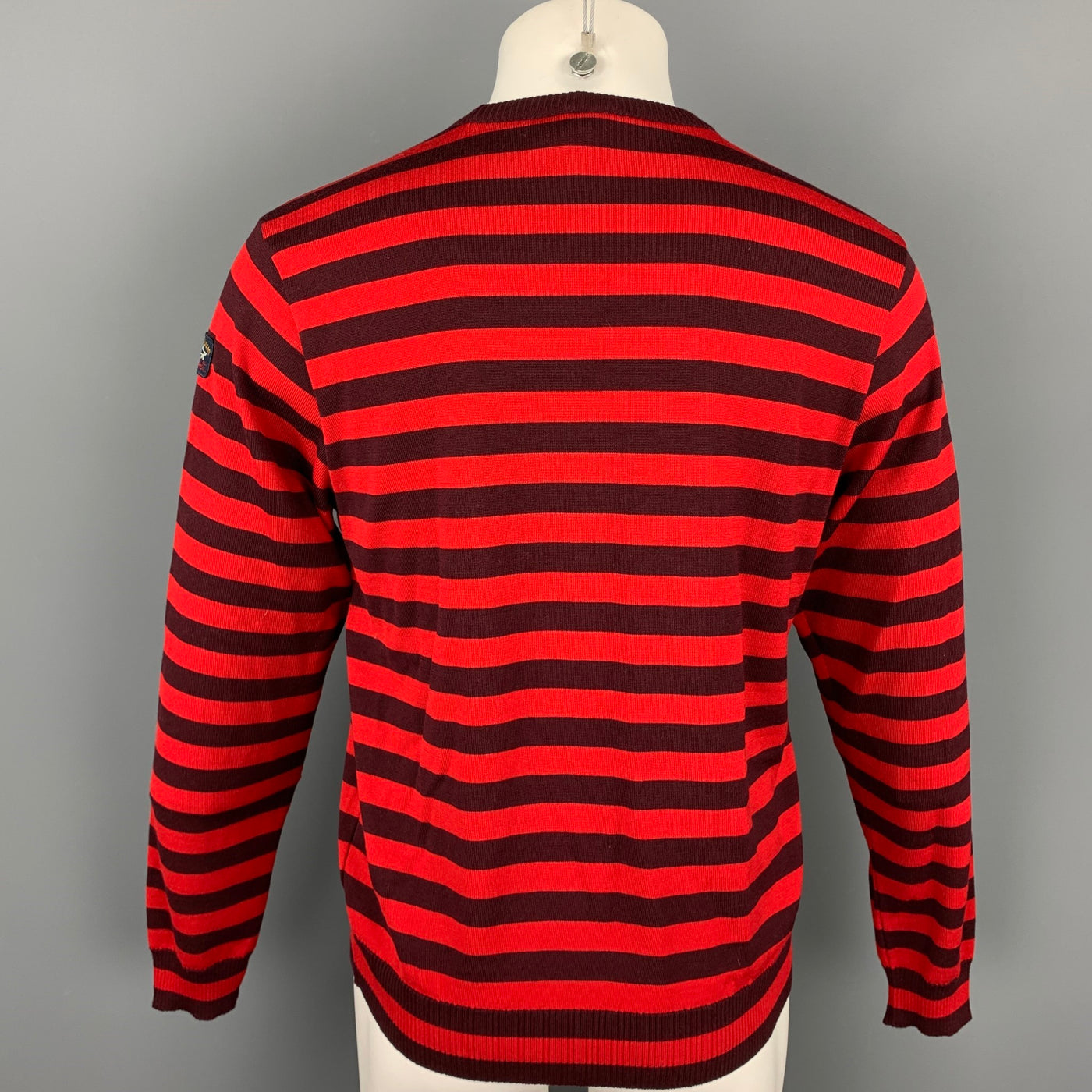NICK WOOSTER x PAUL SHARK Size M Red & Brown Stripe Wool Crew-Neck Pullover Sweater