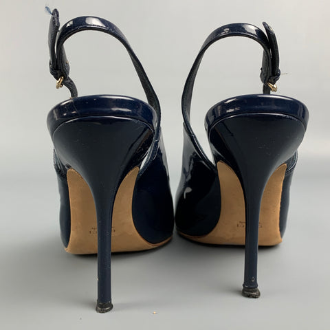 Zapatos de tacón con tira trasera de charol azul marino GUCCI talla 8
