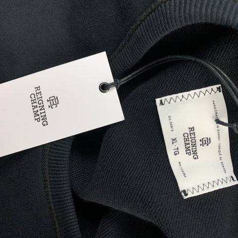 REIGNING CHAMP Size XL Black & White Logo Cotton Crew-Neck Sweatshirt