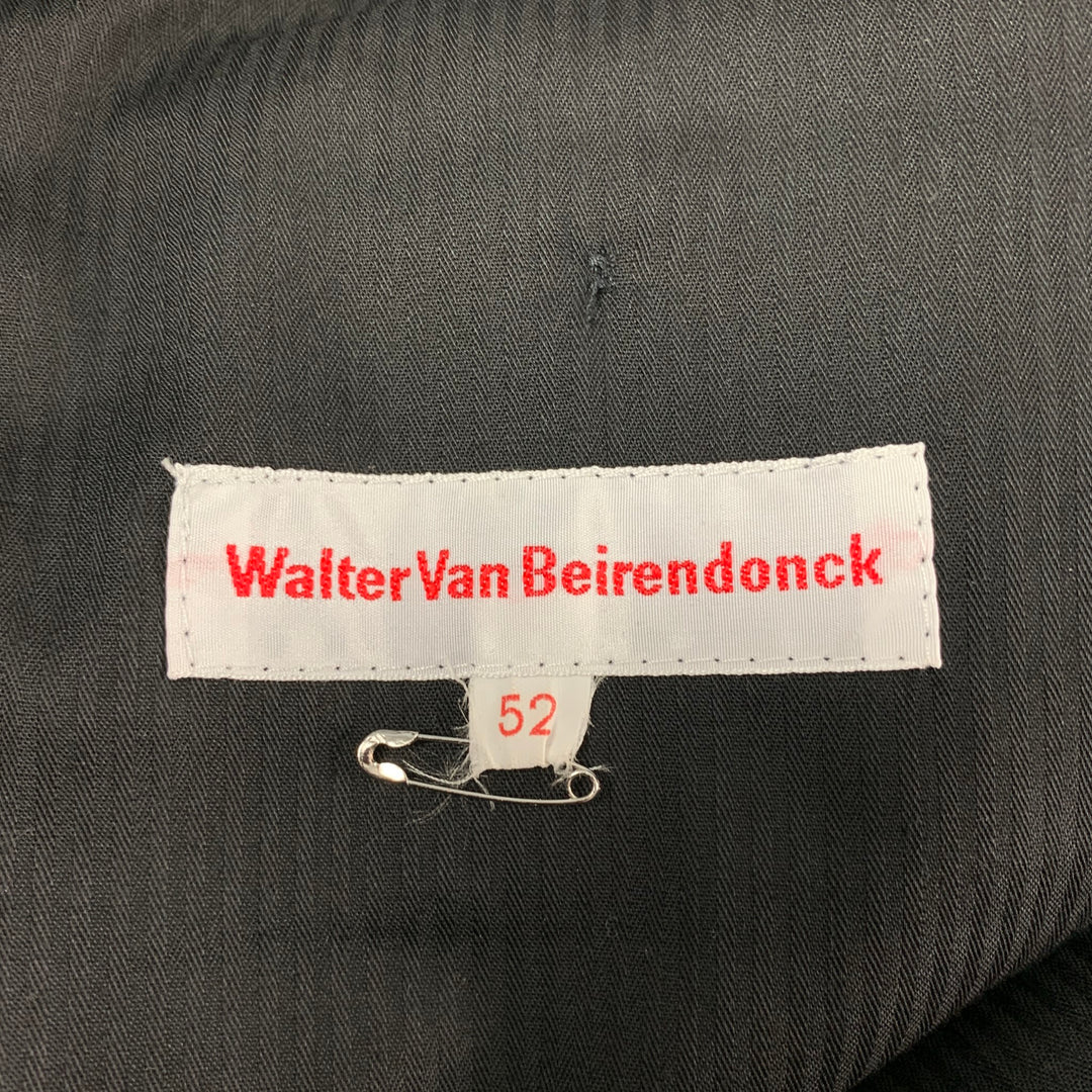 WALTER VAN BEIRENDONCK SS 17 Size 36 Black Wool / Polyester Ribbon Waistband Dress Pants