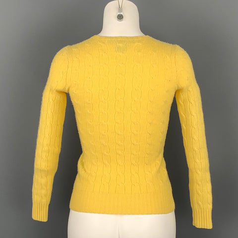 RALPH LAUREN Black Label Size S Yellow Cashmere Cable Knit Sweater