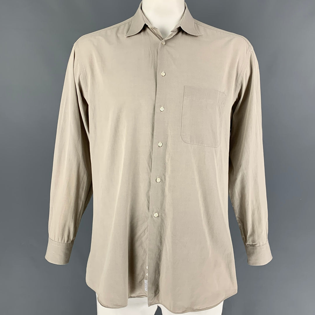 ERMENEGILDO ZEGNA Taille L Chemise à manches longues boutonnée en coton beige