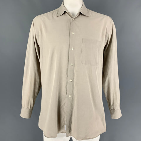 ERMENEGILDO ZEGNA Size L Beige Cotton Button Up Long Sleeve Shirt