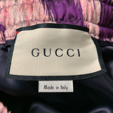 GUCCI Size S Purple Pink Abstract Silk Blend Joggers Shorts
