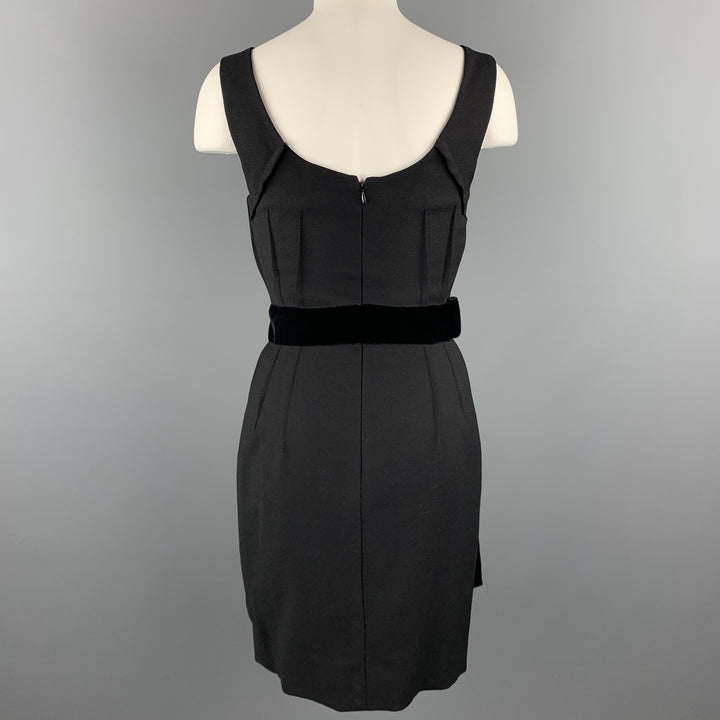 DOLCE & GABBANA Size 4 Black Virgin Wool Sleeveless Velvet Bow Shift Dress