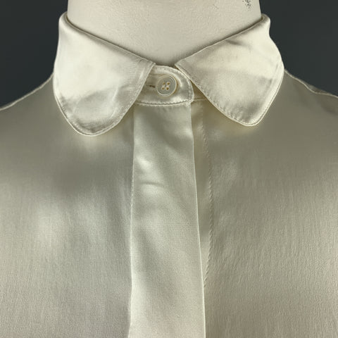 STELLA McCARTNEY Size 12 Cream Silk Satin Collar Blouse