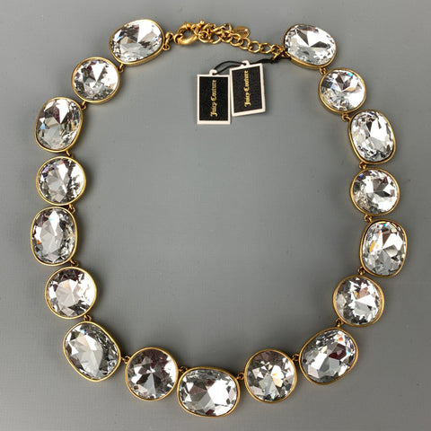 JUICY COUTURE Gold Tone Large Gemstone Necklace