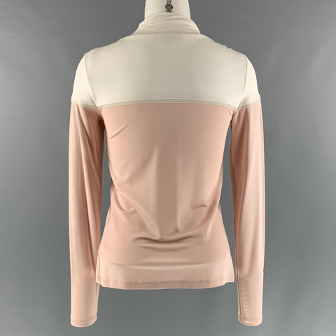 MAX MARA Talla S Jersey color block de viscosa y elastano blanco y rosa