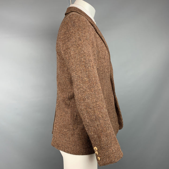 Manteau de sport à revers cranté en laine tweed marron taille XS APC