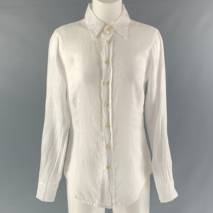 SHIRT Size XS White Linen Solid Shirt