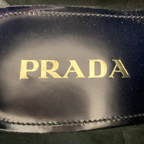 PRADA Size 8.5 Navy Leather Lace Up Shoes