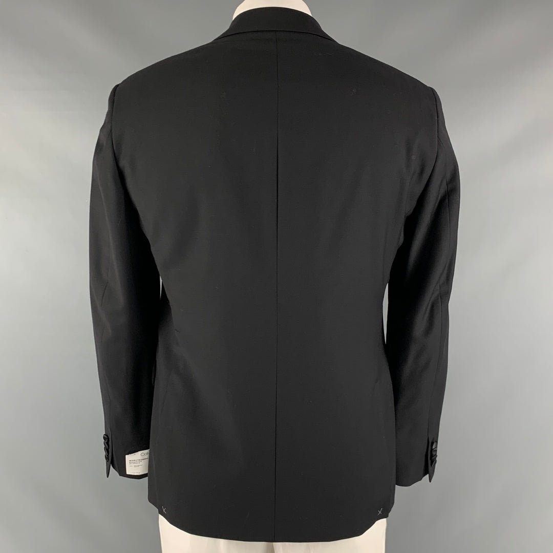 CALVIN KLEIN Size 42  Black Solid Wool Tuxedo Sport Coat