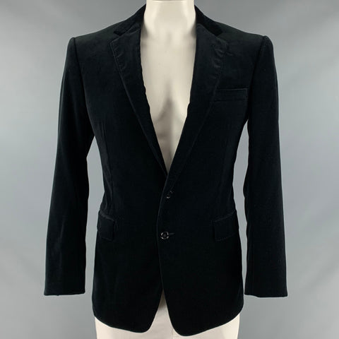 RALPH LAUREN Size 42 Black Solid Cotton Velvet Notch Lapel Sport Coat