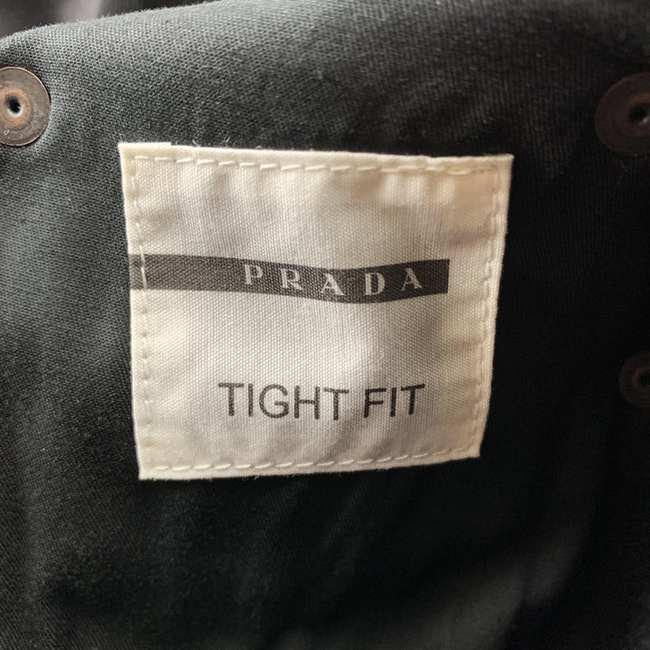 PRADA Taille 34 Jean uni noir en coton / polyuréthane avec braguette boutonnée
