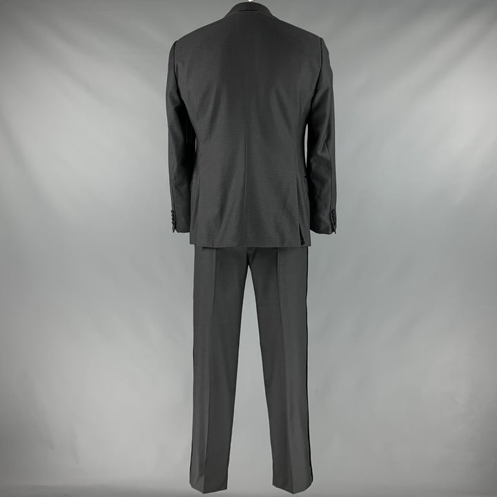 EMPORIO ARMANI Size 42 Grey Black Woven Wool Peak Lapel Tuxedo