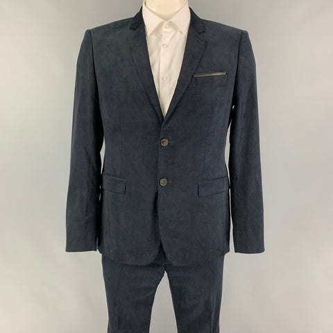 THE KOOPLES Size 42 Black Corduroy Cotton Notch Lapel Suit
