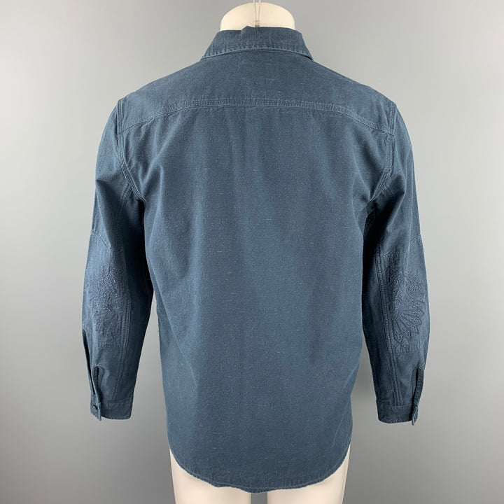 LEVI'S MADE &amp; CRAFTED Taille M Chemise à manches longues en coton brodé bleu marine