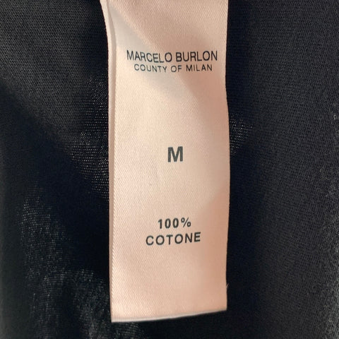 MARCELO BURLON Size M Black Blue Cotton Short Sleeve T-shirt