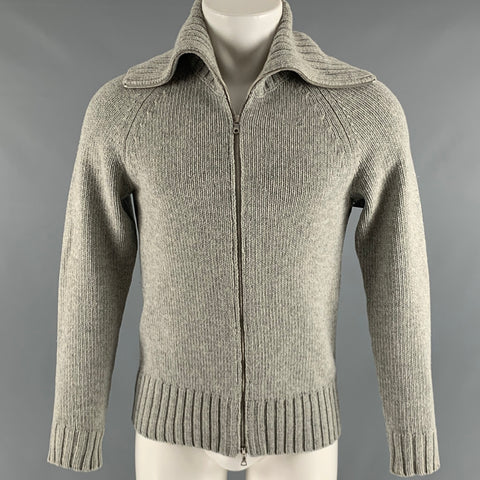 DRIES VAN NOTEN Size S Grey Wool Zip Up Cardigan