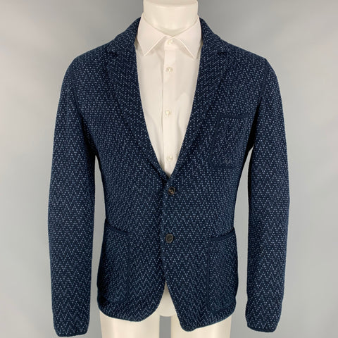 MISSONI Size 38 Black & Blue Single Breasted Textured Sport Coat