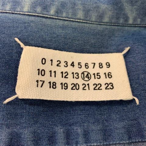 MAISON MARTIN MARGIELA Size S Blue Chambray Cotton One pocket Long Sleeve Shirt