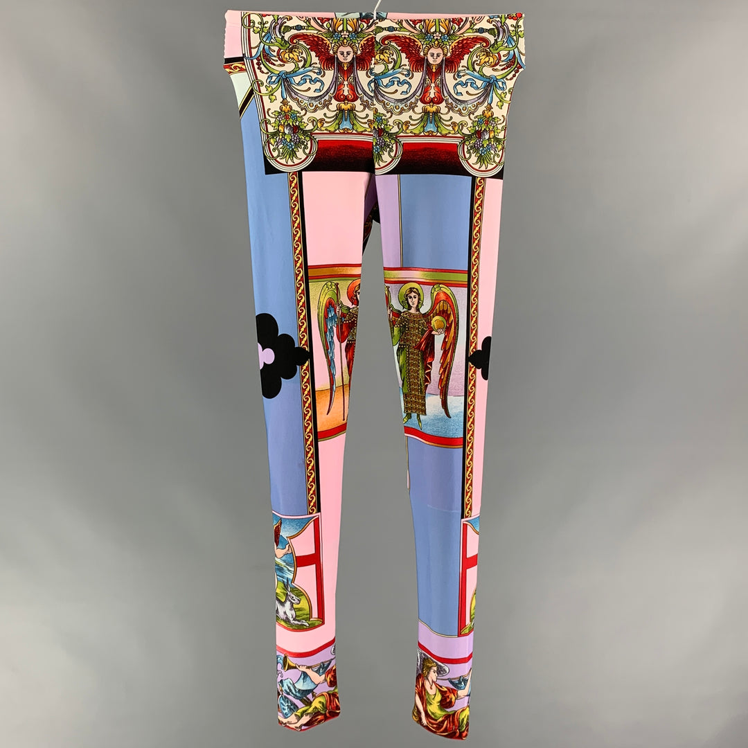 VERSACE 2017 Size 2 Multi-Color Baroque Polyamide Leggings