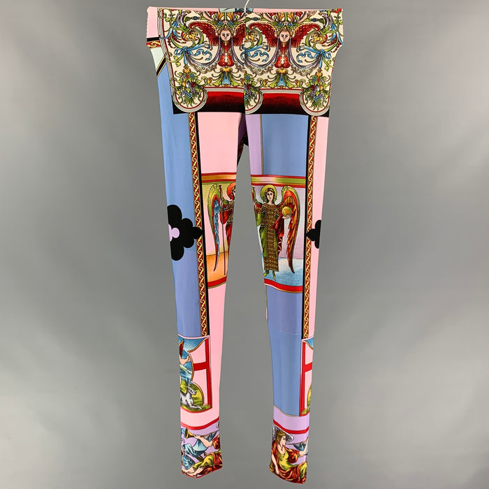 VERSACE 2017 Size 2 Multi-Color Baroque Polyamide Leggings