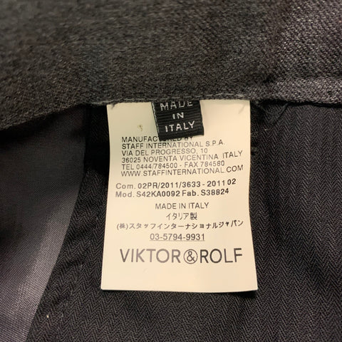 VIKTOR &amp; ROLF Taille 38 Pantalon habillé en laine unie gris noir avec braguette zippée