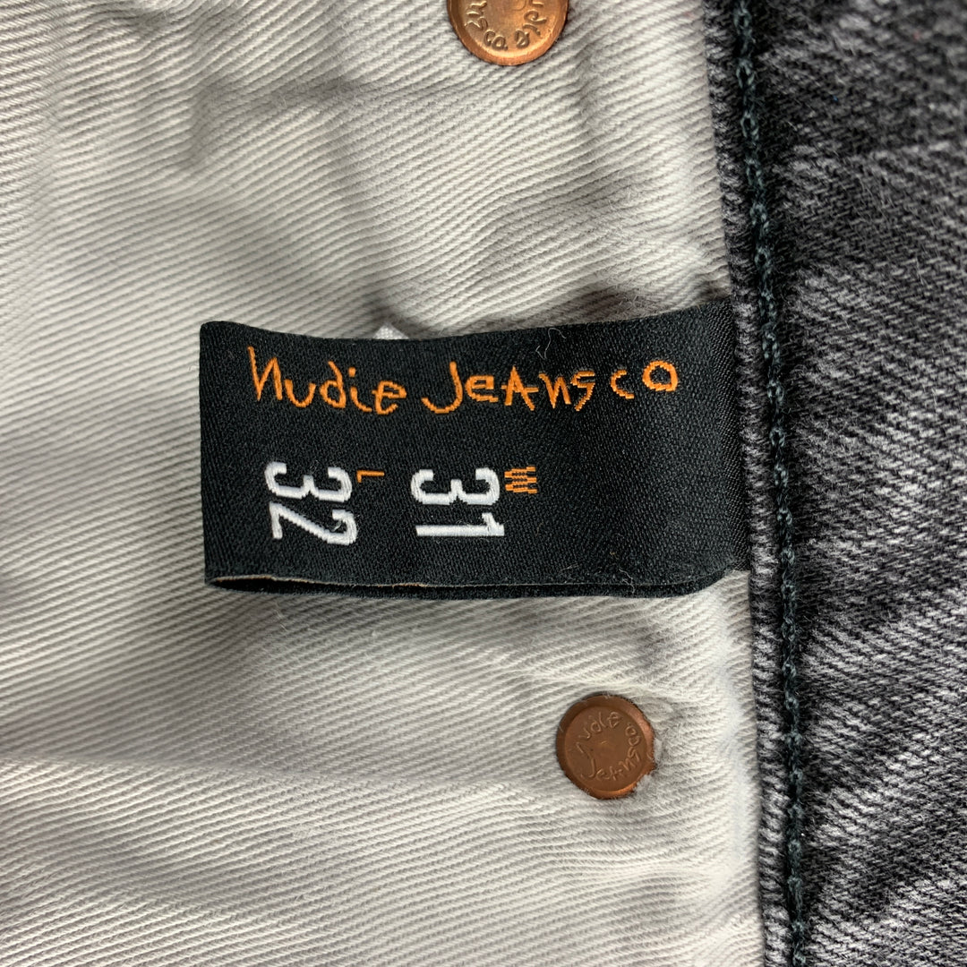 NUDIE JEANS Taille 31 Jean à braguette boutonnée en coton lavé gris