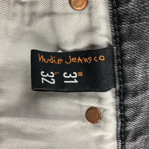 NUDIE JEANS Size 31 Gray Washed Cotton Button Fly Jeans