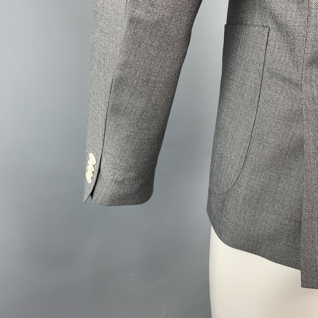 HUGO BOSS Size 38 Gray Herringbone Wool Notch Lapel Sport Coat