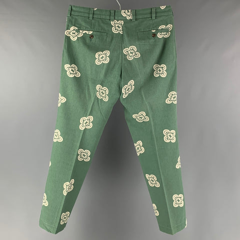 BROOKS BROTHERS Size 34 Green White Circles Cotton  Linen Casual Pants