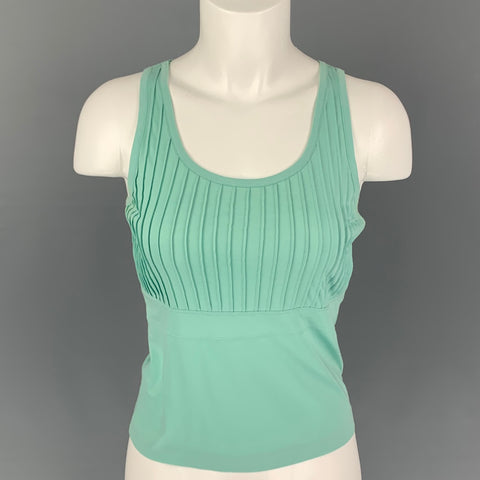 JIL SANDER Taille S Débardeur plissé en modal de coton menthe