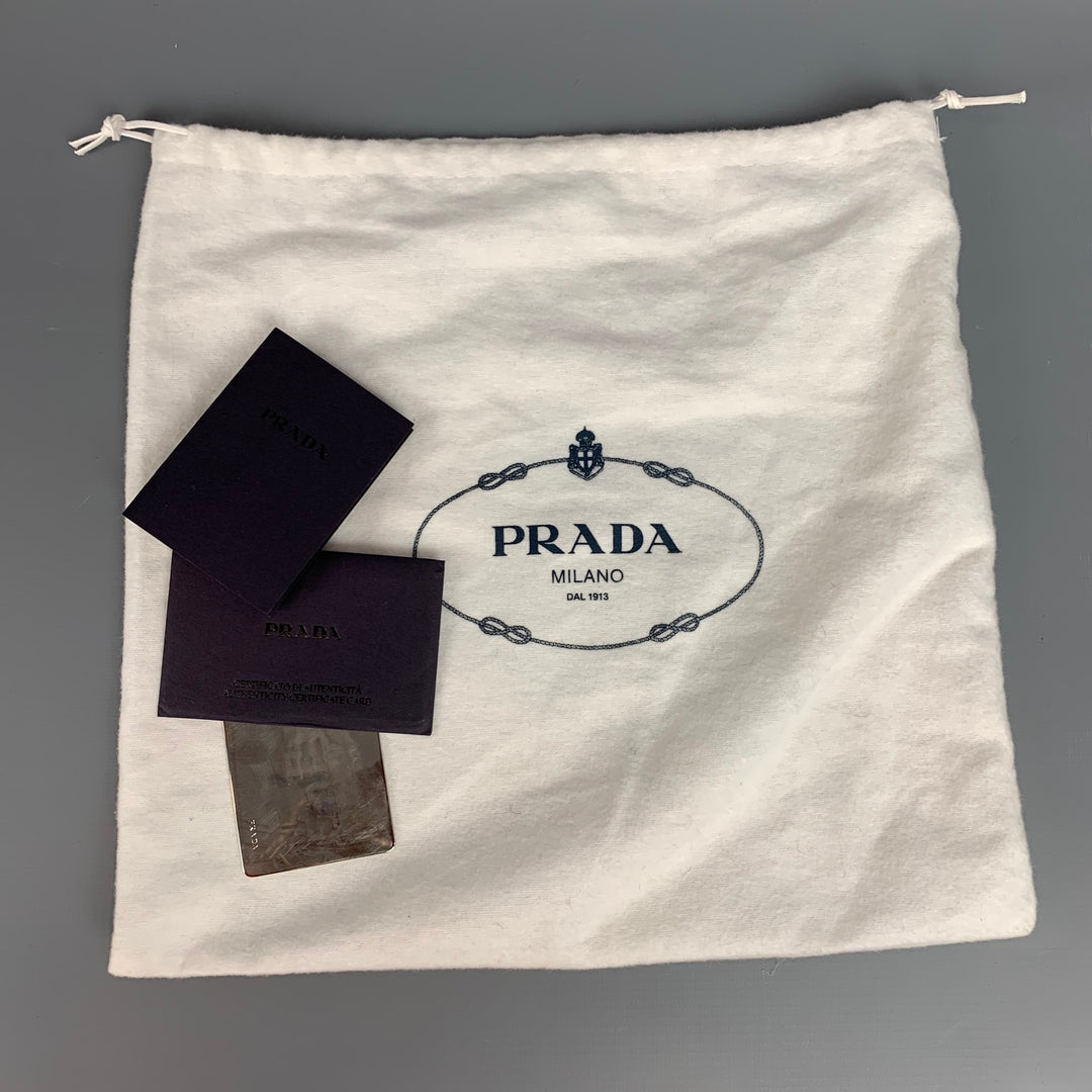 PRADA Beige & Silver Studded Suede Clutch Handbag