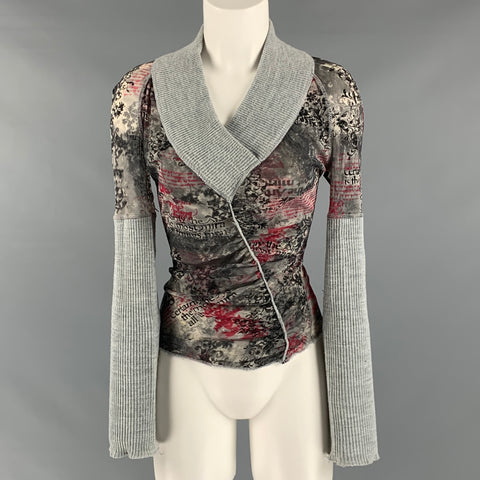 SHARAGANO Paris Taille S Pull abstrait en polyamide multicolore gris