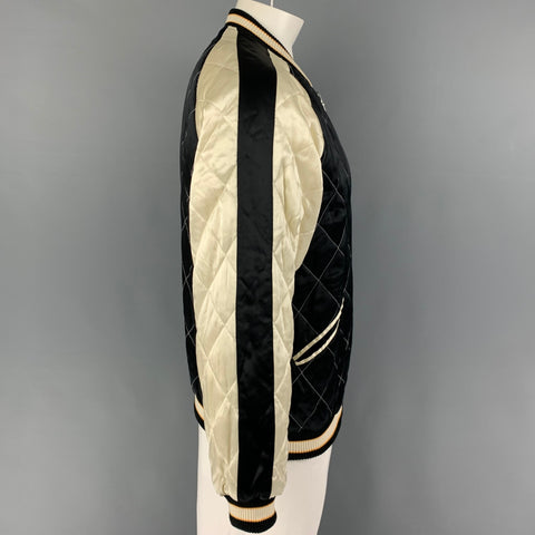MCQ by ALEXANDER MCQUEEN Talla 34 Chaqueta bomber reversible acolchada negra beige