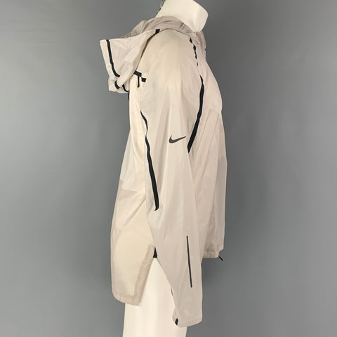 NIKE Chaqueta con cremallera de nailon gris y negro talla M