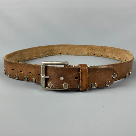 VINTAGE Taille M Ceinture en cuir vieilli marron