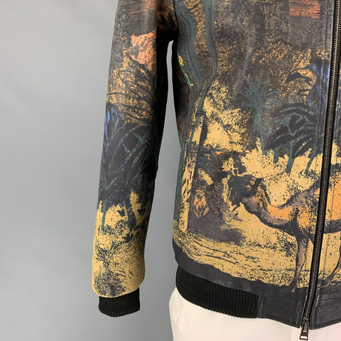 ETRO Size L Multi-Color Print Polyester Blend Bomber Jacket