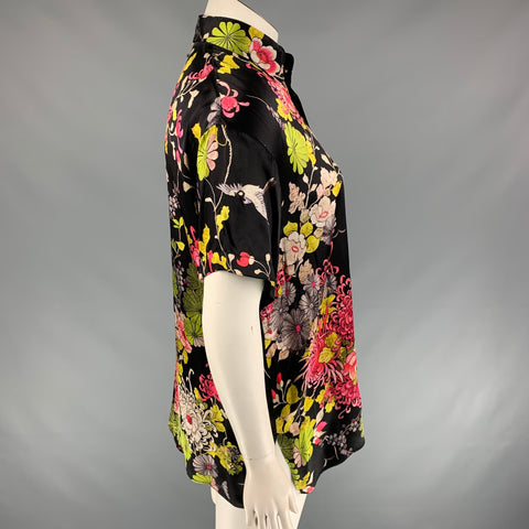 JEAN PAUL GAULTIER Size 10 Multi-Color Floral Silk Blouse