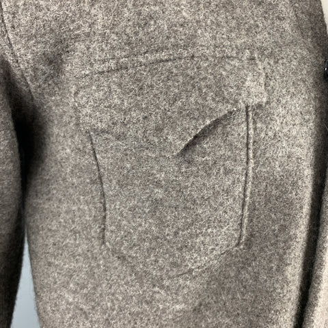 DANIEL CLEARY Size L Taupe Textured Wool Hidden Snaps Long Sleeve Shirt