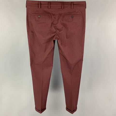 PRADA Size 34 Brown Cotton Button Fly Dress Pants