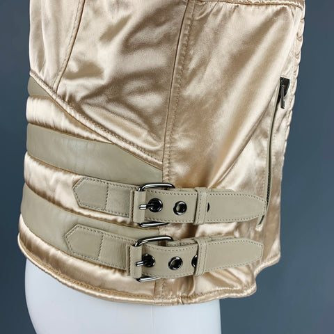 TOM FORD Size 8 Beige Viscose Quilted Biker Jacket