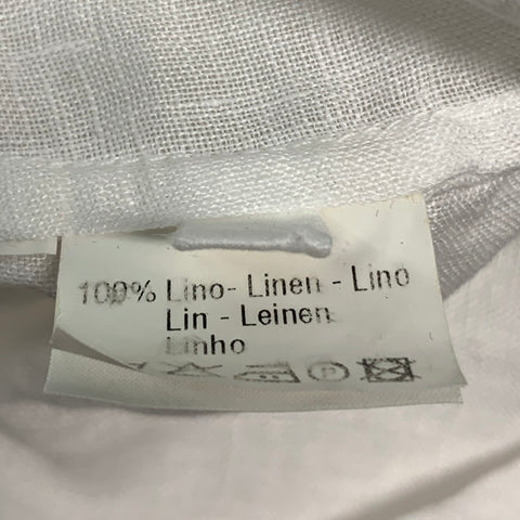 120% LINO Size M White Linen Ruffled Open Collar Shirt