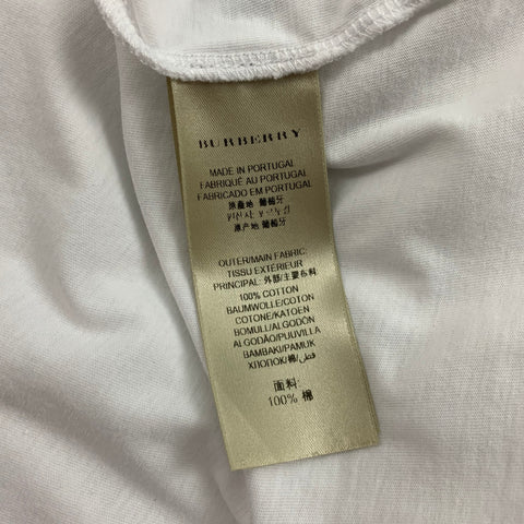 BURBERRY Size L White Black Print Cotton Crew-Neck T-shirt