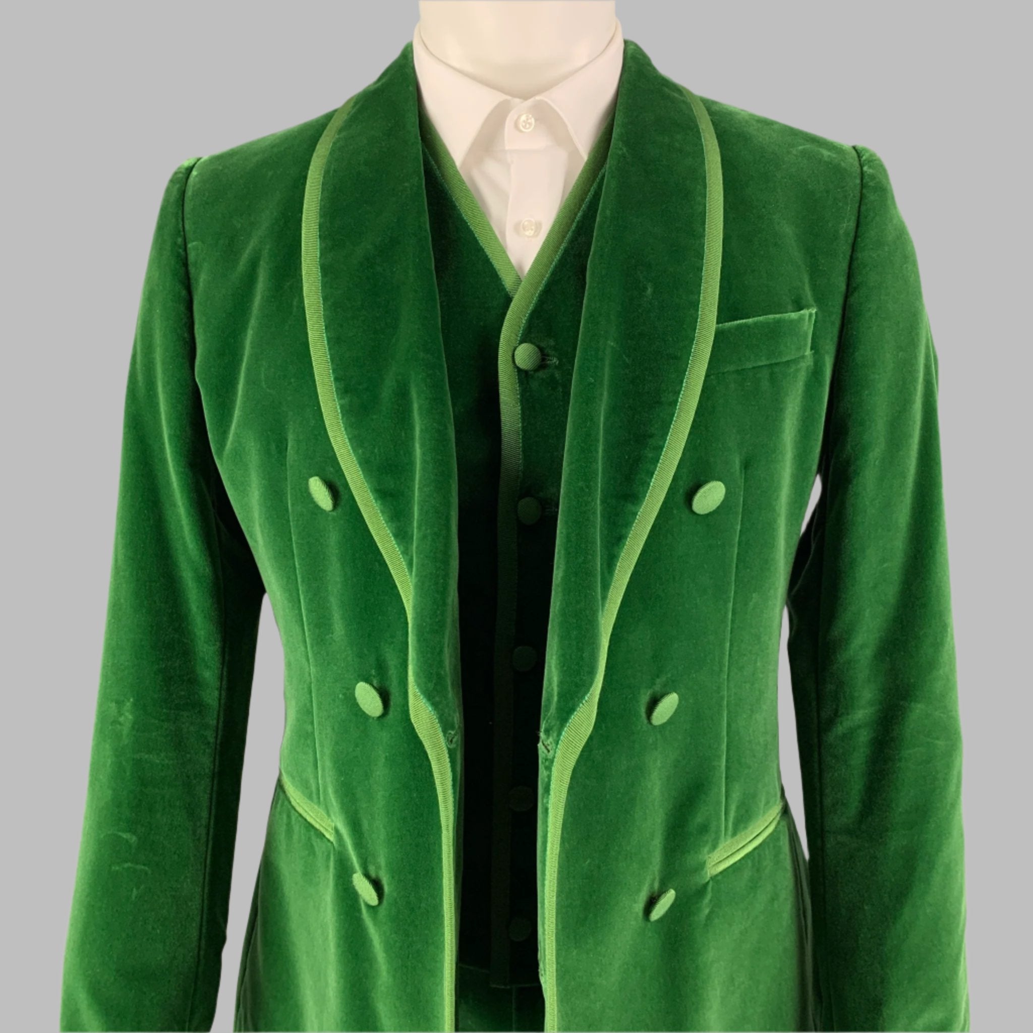 DOLCE&GABBANAエメラルドグリーンバージンウールブークレジャケット36 DOLCE & GABBANA Size 36 R Green Velvet Double Breasted Shawl 3
