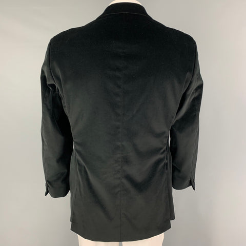 THEORY Size 46 Black Velvet Cotton Lycra Peak Lapel Sport Coat