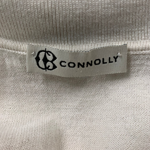 CONNOLLY Size XL Cream Wool Short Sleeve Polo